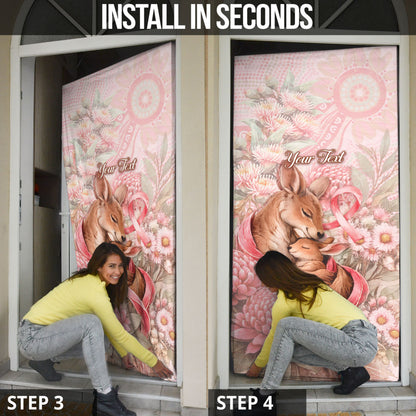 Personalised Breast Cancer Support Door Cover Mother Kangaroo And Ribbon Hope
