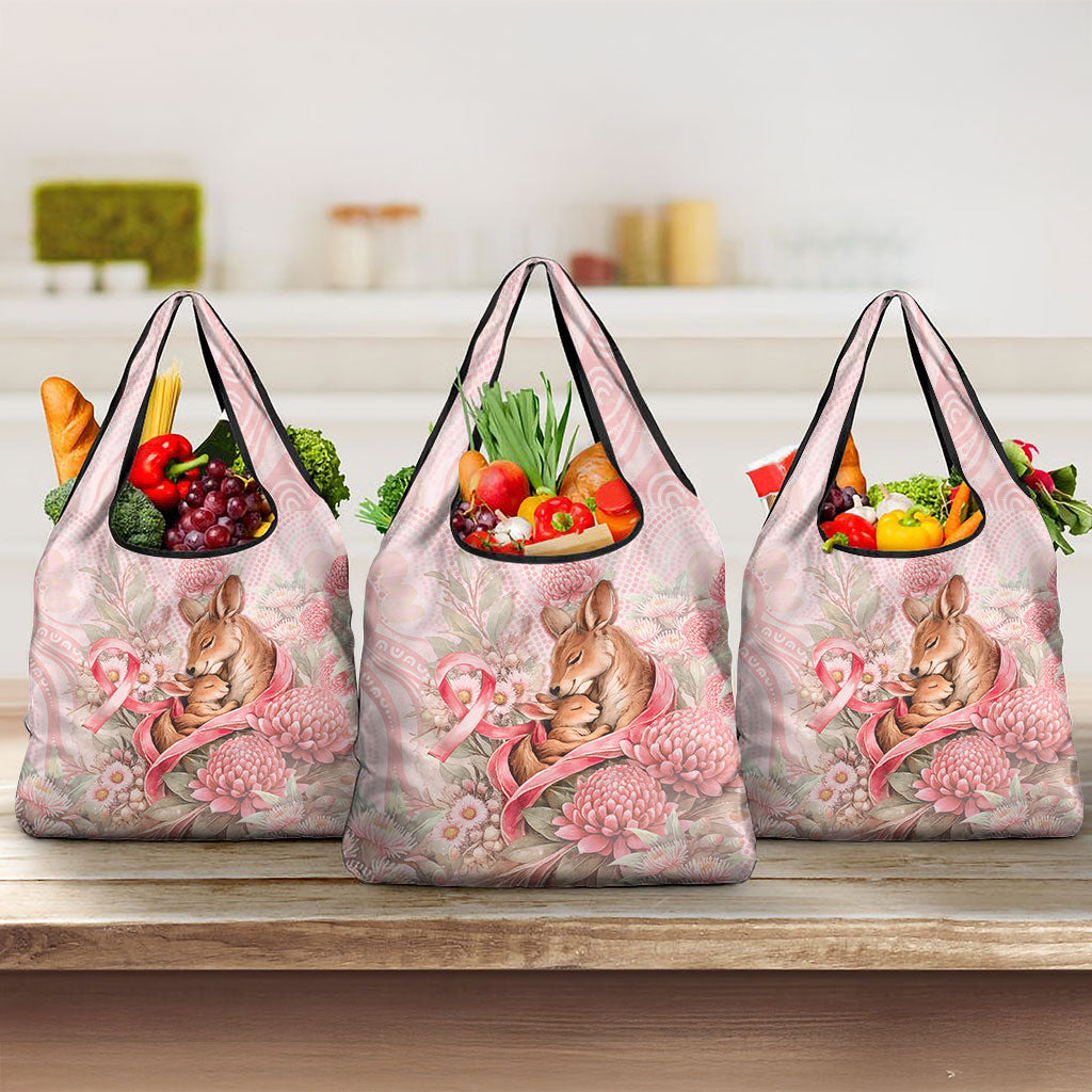 Breast Cancer Support Grocery Bag Mother Kangaroo And Ribbon Hope