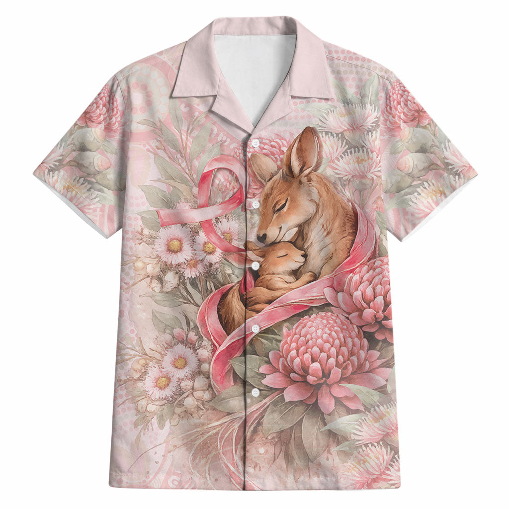 Personalised Breast Cancer Support Hawaiian Shirt Mother Kangaroo And Ribbon Hope