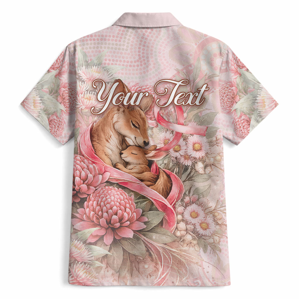 Personalised Breast Cancer Support Hawaiian Shirt Mother Kangaroo And Ribbon Hope
