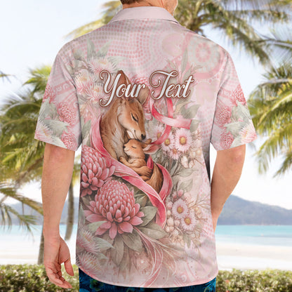 Personalised Breast Cancer Support Hawaiian Shirt Mother Kangaroo And Ribbon Hope
