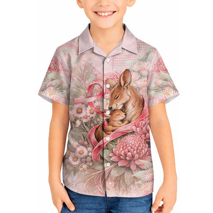 Personalised Breast Cancer Support Hawaiian Shirt Mother Kangaroo And Ribbon Hope