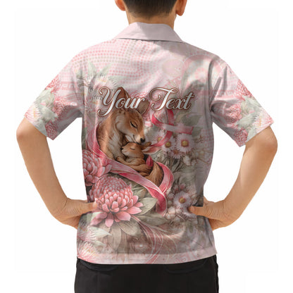 Personalised Breast Cancer Support Hawaiian Shirt Mother Kangaroo And Ribbon Hope