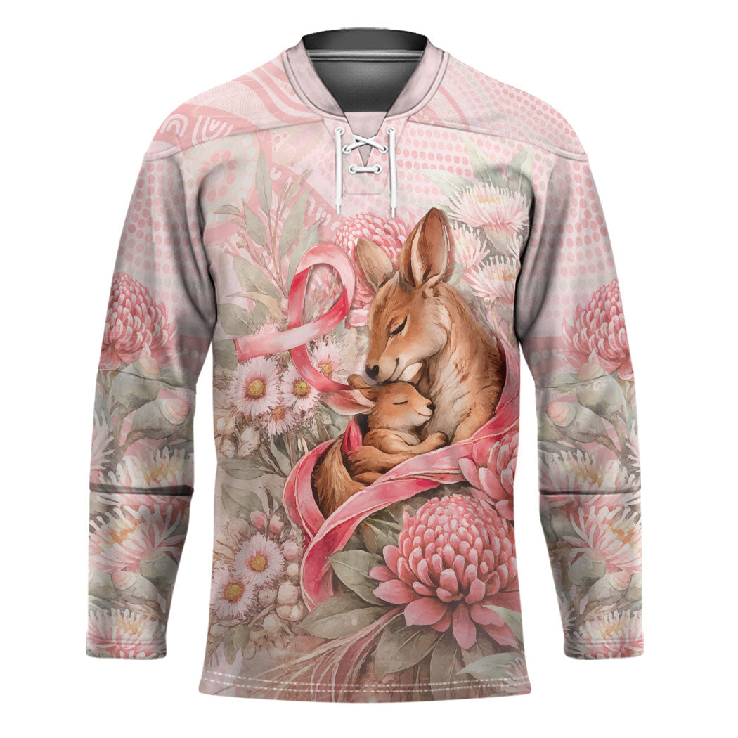 Personalised Breast Cancer Support Hockey Jersey Mother Kangaroo And Ribbon Hope