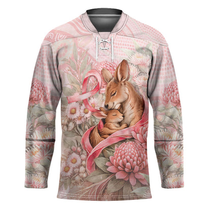 Personalised Breast Cancer Support Hockey Jersey Mother Kangaroo And Ribbon Hope