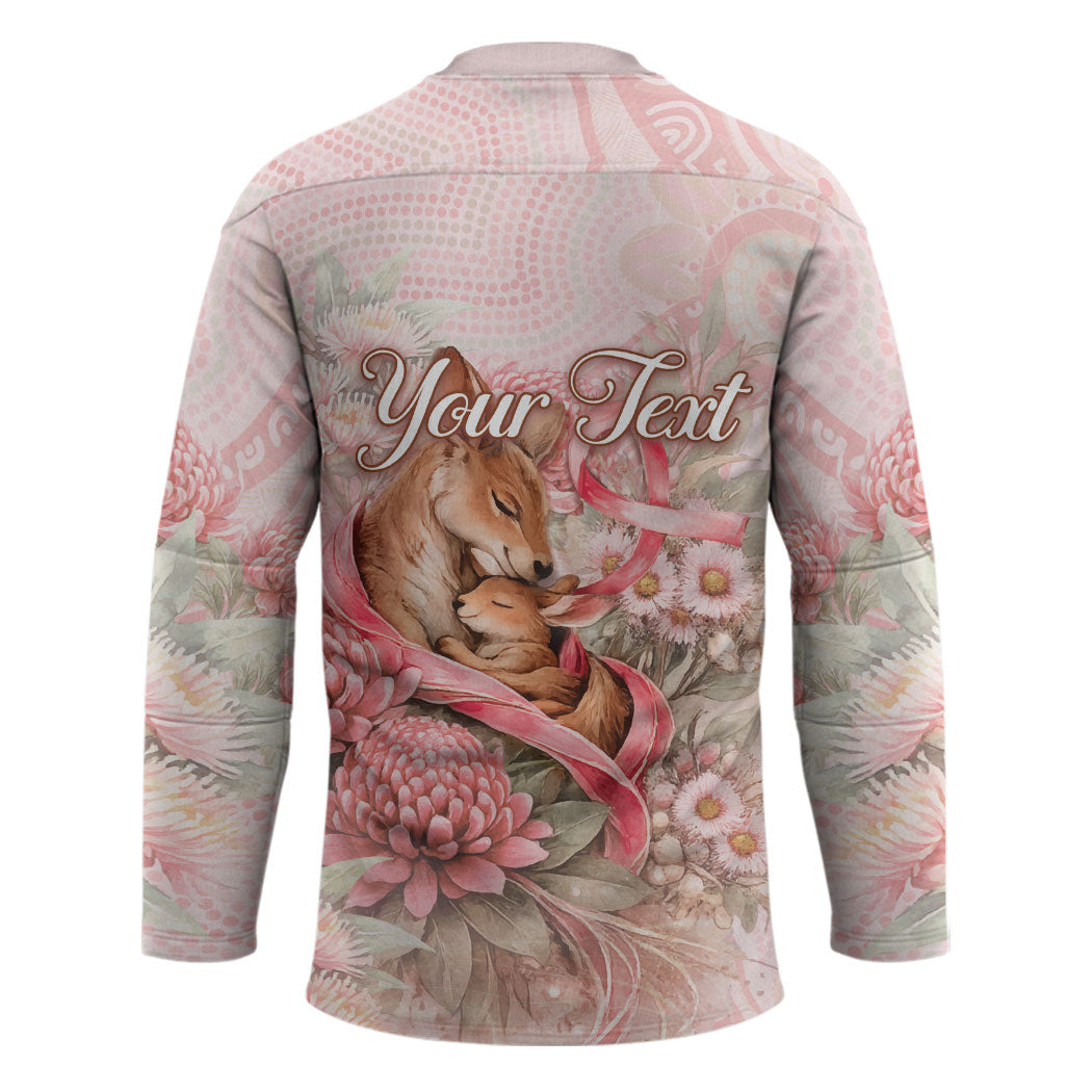 Personalised Breast Cancer Support Hockey Jersey Mother Kangaroo And Ribbon Hope