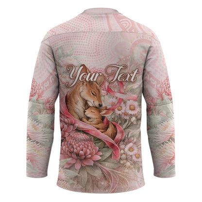 Personalised Breast Cancer Support Hockey Jersey Mother Kangaroo And Ribbon Hope