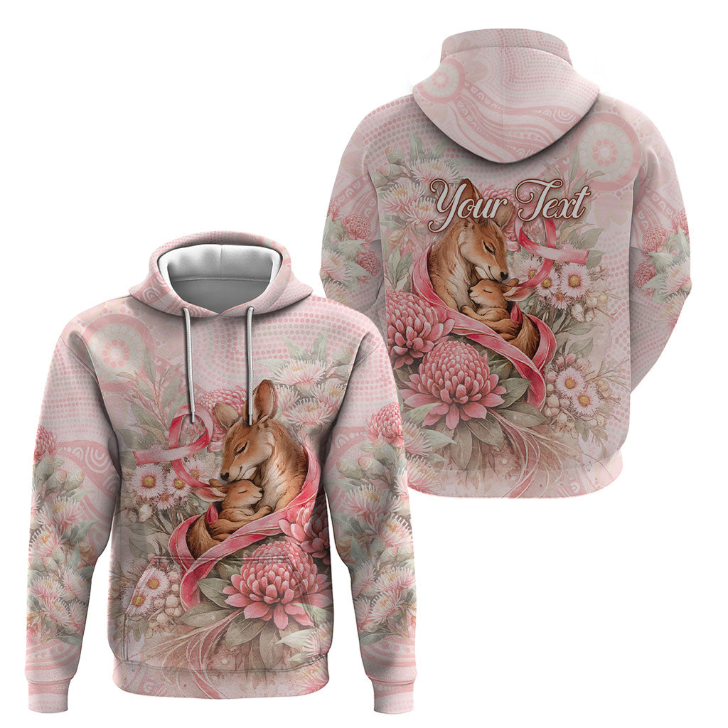 Personalised Breast Cancer Support Hoodie Mother Kangaroo And Ribbon Hope