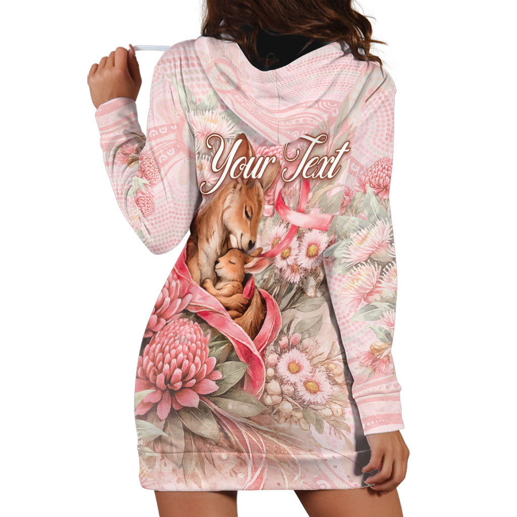 Personalised Breast Cancer Support Hoodie Dress Mother Kangaroo And Ribbon Hope