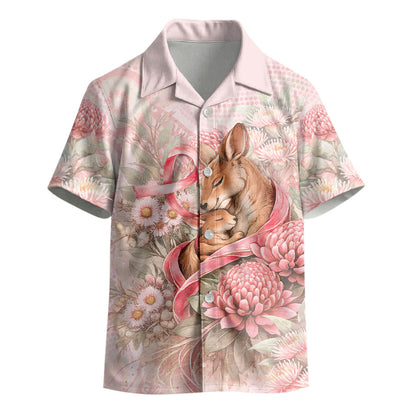 Personalised Breast Cancer Support Kid Hawaiian Shirt Mother Kangaroo And Ribbon Hope