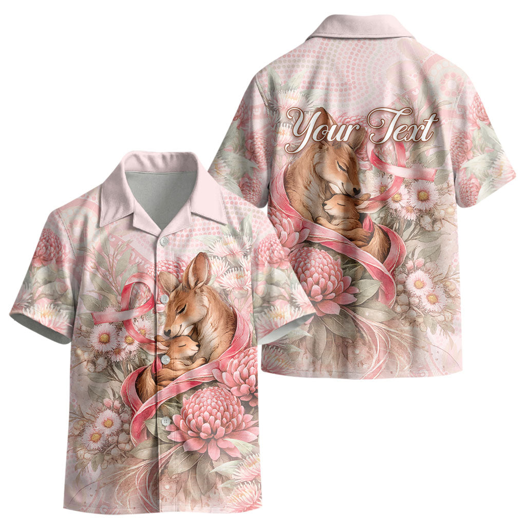 Personalised Breast Cancer Support Kid Hawaiian Shirt Mother Kangaroo And Ribbon Hope