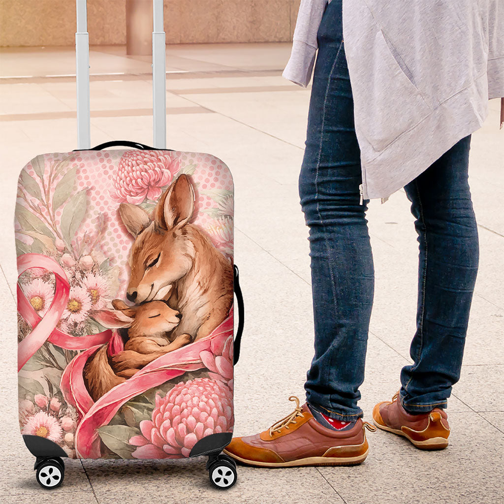 Breast Cancer Support Luggage Cover Mother Kangaroo And Ribbon Hope