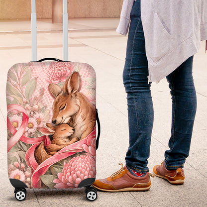 Breast Cancer Support Luggage Cover Mother Kangaroo And Ribbon Hope