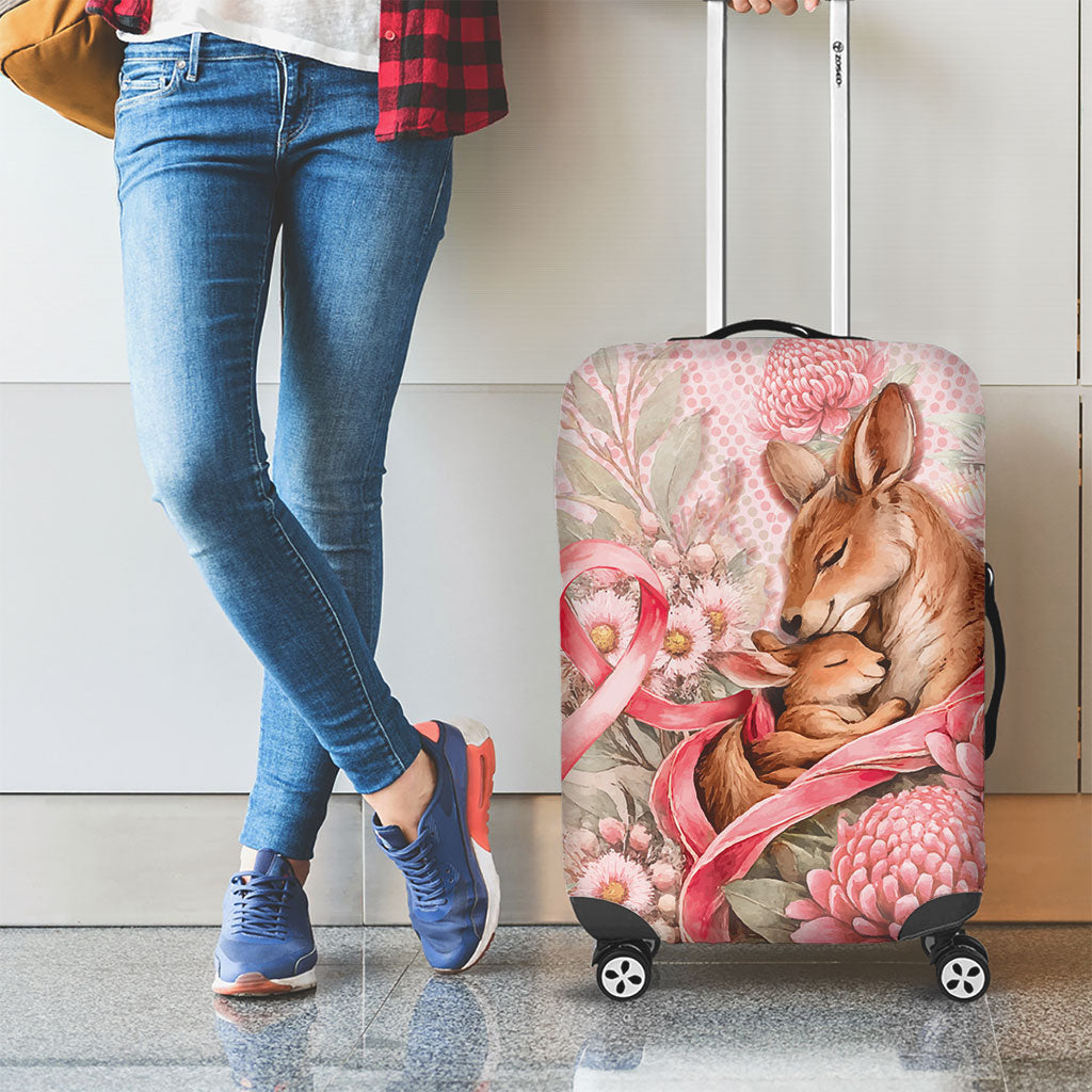 Breast Cancer Support Luggage Cover Mother Kangaroo And Ribbon Hope