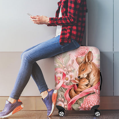 Breast Cancer Support Luggage Cover Mother Kangaroo And Ribbon Hope