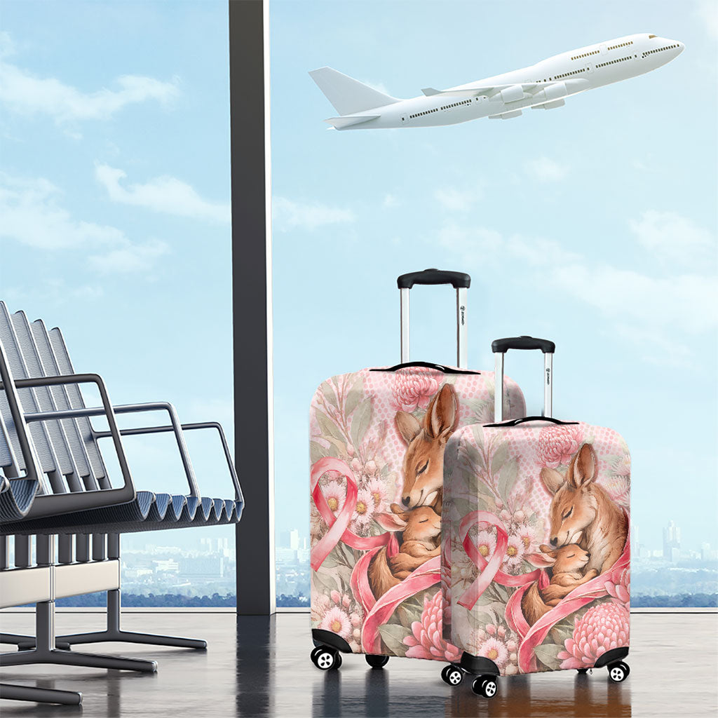 Breast Cancer Support Luggage Cover Mother Kangaroo And Ribbon Hope