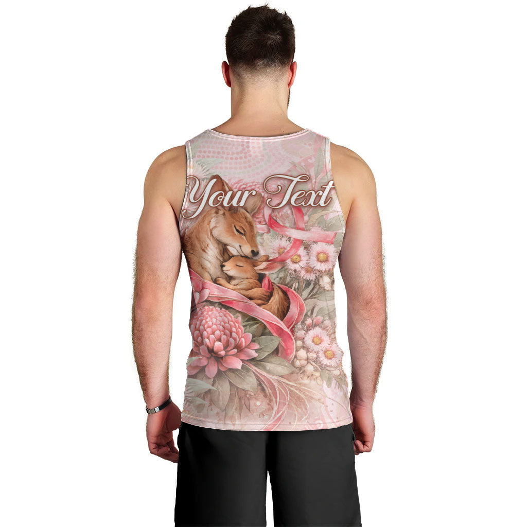 Personalised Breast Cancer Support Men Tank Top Mother Kangaroo And Ribbon Hope