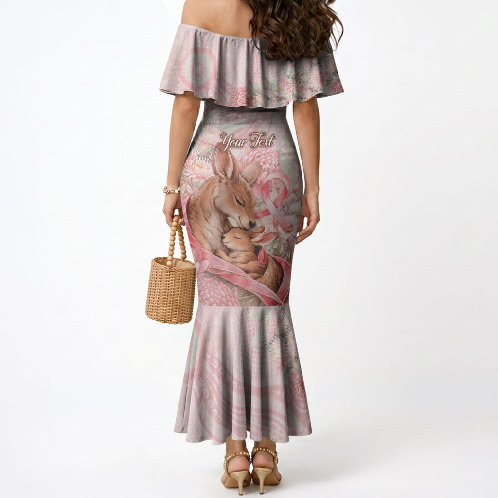Personalised Breast Cancer Support Mermaid Dress Mother Kangaroo And Ribbon Hope