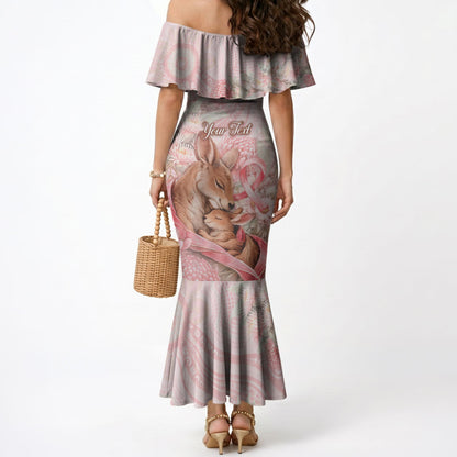 Personalised Breast Cancer Support Mermaid Dress Mother Kangaroo And Ribbon Hope