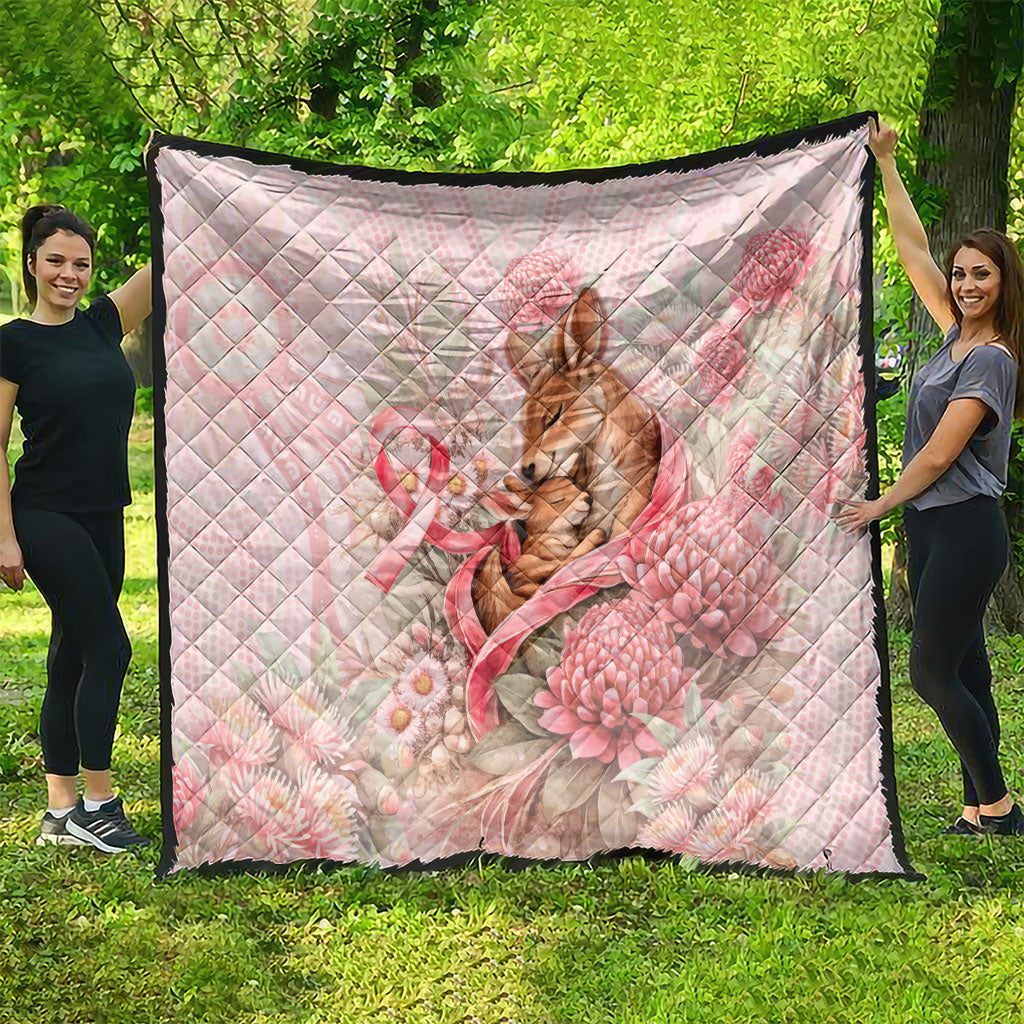 Breast Cancer Support Quilt Mother Kangaroo And Ribbon Hope