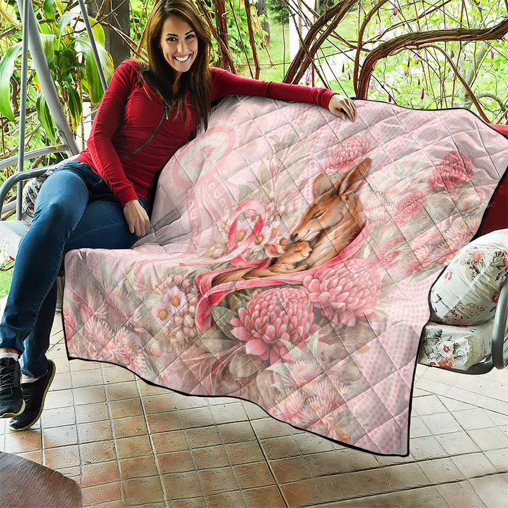 Breast Cancer Support Quilt Mother Kangaroo And Ribbon Hope