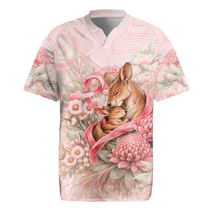 Personalised Breast Cancer Support Rugby Jersey Mother Kangaroo And Ribbon Hope