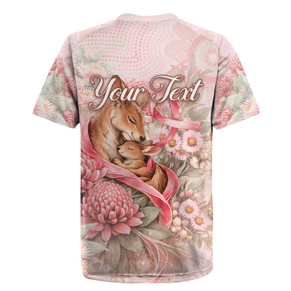 Personalised Breast Cancer Support Rugby Jersey Mother Kangaroo And Ribbon Hope