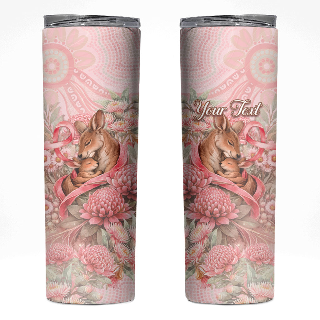 Personalised Breast Cancer Support Skinny Tumbler Mother Kangaroo And Ribbon Hope