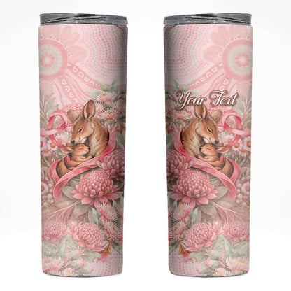 Personalised Breast Cancer Support Skinny Tumbler Mother Kangaroo And Ribbon Hope