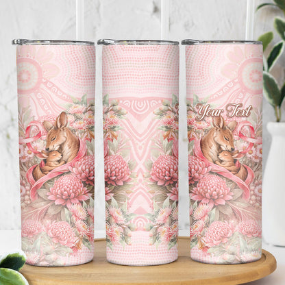 Personalised Breast Cancer Support Skinny Tumbler Mother Kangaroo And Ribbon Hope