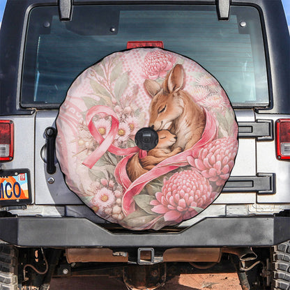 Breast Cancer Support Spare Tire Cover Mother Kangaroo And Ribbon Hope