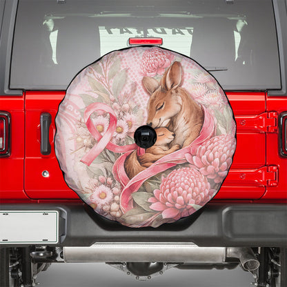 Breast Cancer Support Spare Tire Cover Mother Kangaroo And Ribbon Hope