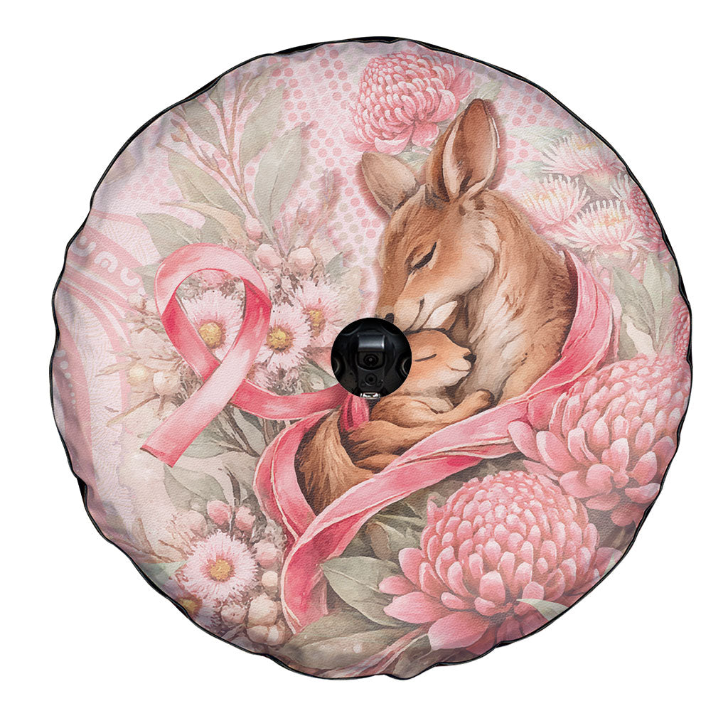 Breast Cancer Support Spare Tire Cover Mother Kangaroo And Ribbon Hope