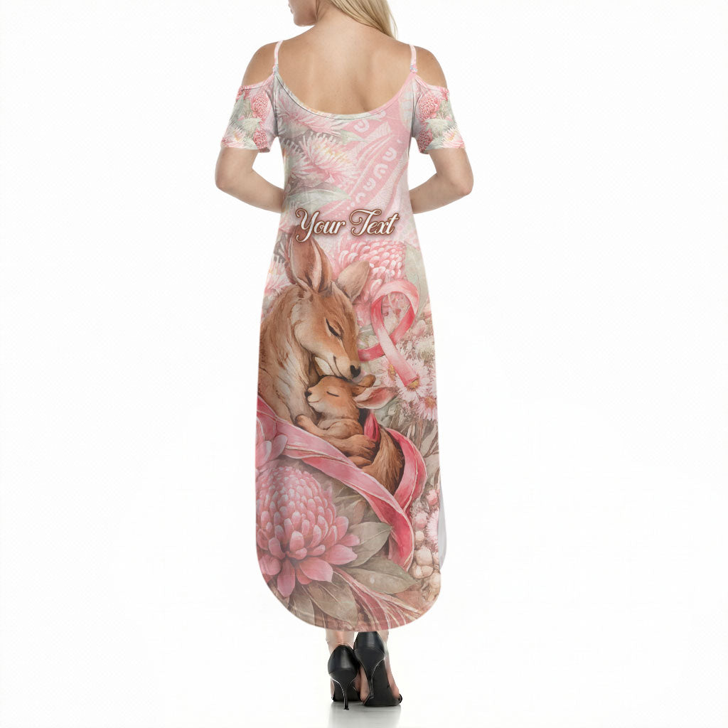 Personalised Breast Cancer Support Summer Maxi Dress Mother Kangaroo And Ribbon Hope