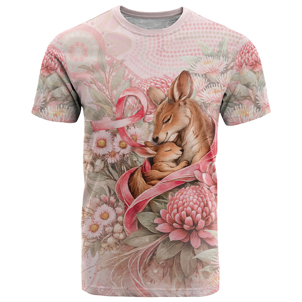 Personalised Breast Cancer Support T Shirt Mother Kangaroo And Ribbon Hope