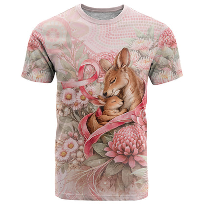 Personalised Breast Cancer Support T Shirt Mother Kangaroo And Ribbon Hope
