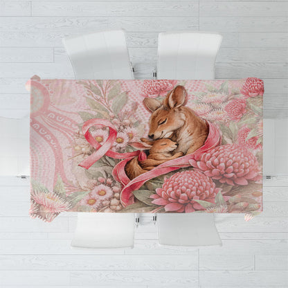Breast Cancer Support Tablecloth Mother Kangaroo And Ribbon Hope