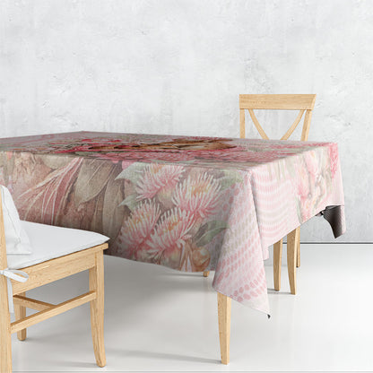 Breast Cancer Support Tablecloth Mother Kangaroo And Ribbon Hope