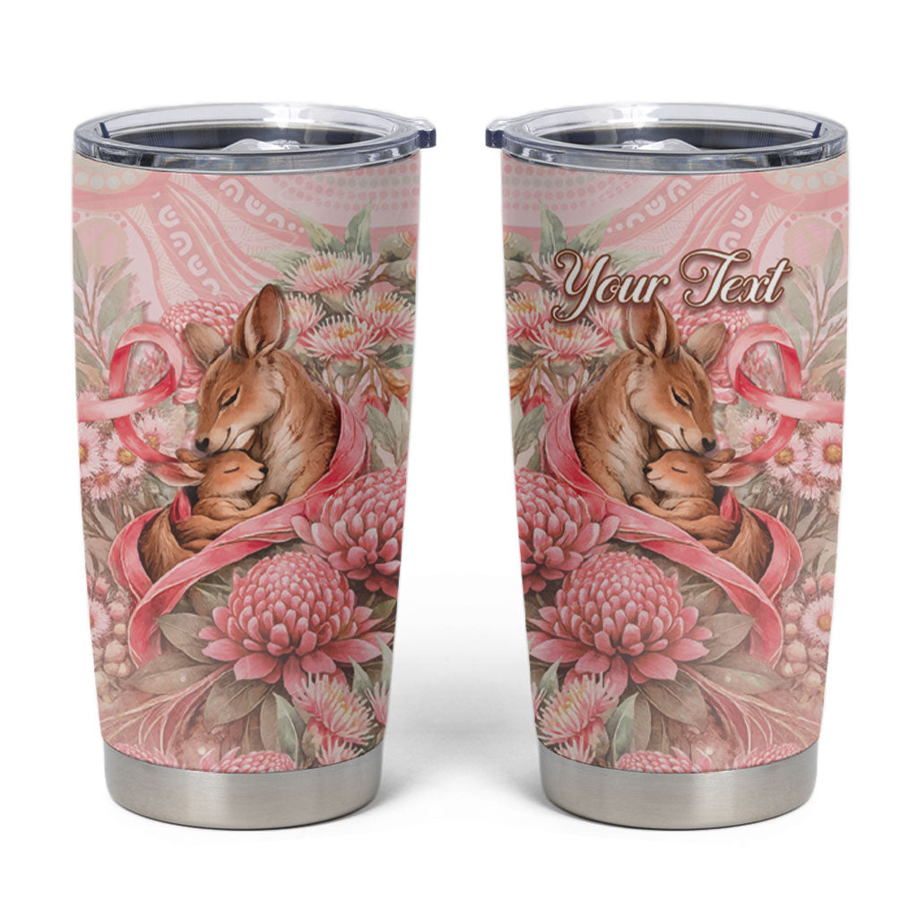 Personalised Breast Cancer Support Tumbler Cup Mother Kangaroo And Ribbon Hope