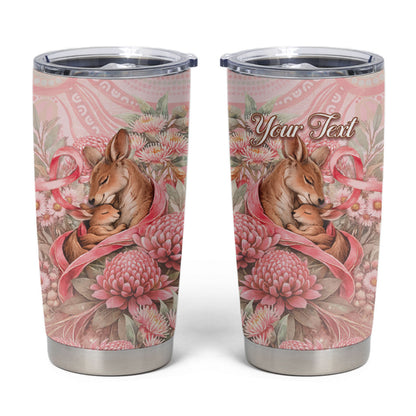 Personalised Breast Cancer Support Tumbler Cup Mother Kangaroo And Ribbon Hope