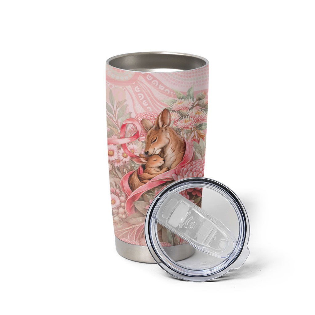 Personalised Breast Cancer Support Tumbler Cup Mother Kangaroo And Ribbon Hope