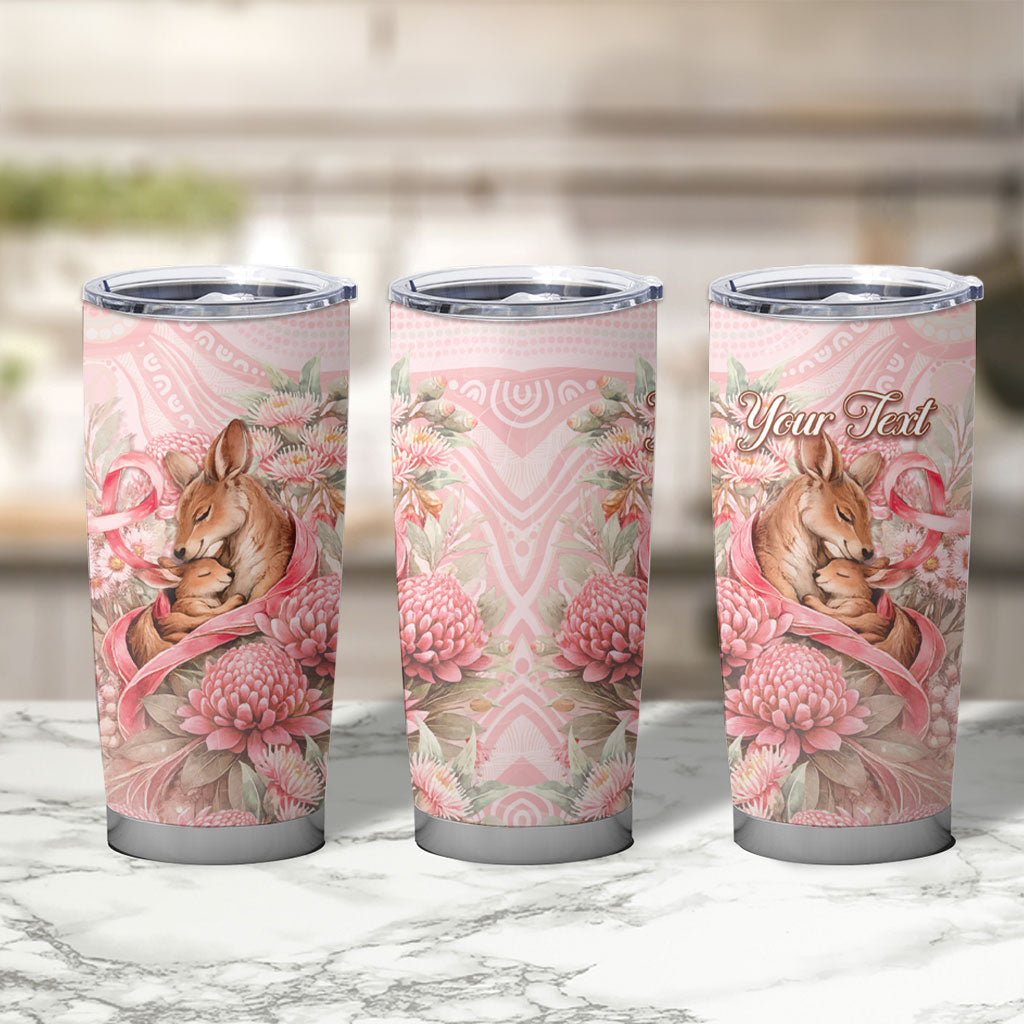 Personalised Breast Cancer Support Tumbler Cup Mother Kangaroo And Ribbon Hope