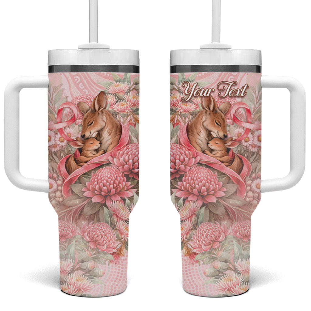 Personalised Breast Cancer Support Tumbler With Handle Mother Kangaroo And Ribbon Hope