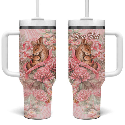 Personalised Breast Cancer Support Tumbler With Handle Mother Kangaroo And Ribbon Hope