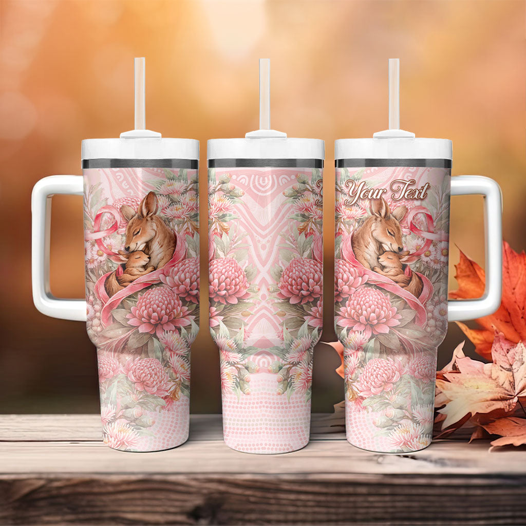 Personalised Breast Cancer Support Tumbler With Handle Mother Kangaroo And Ribbon Hope