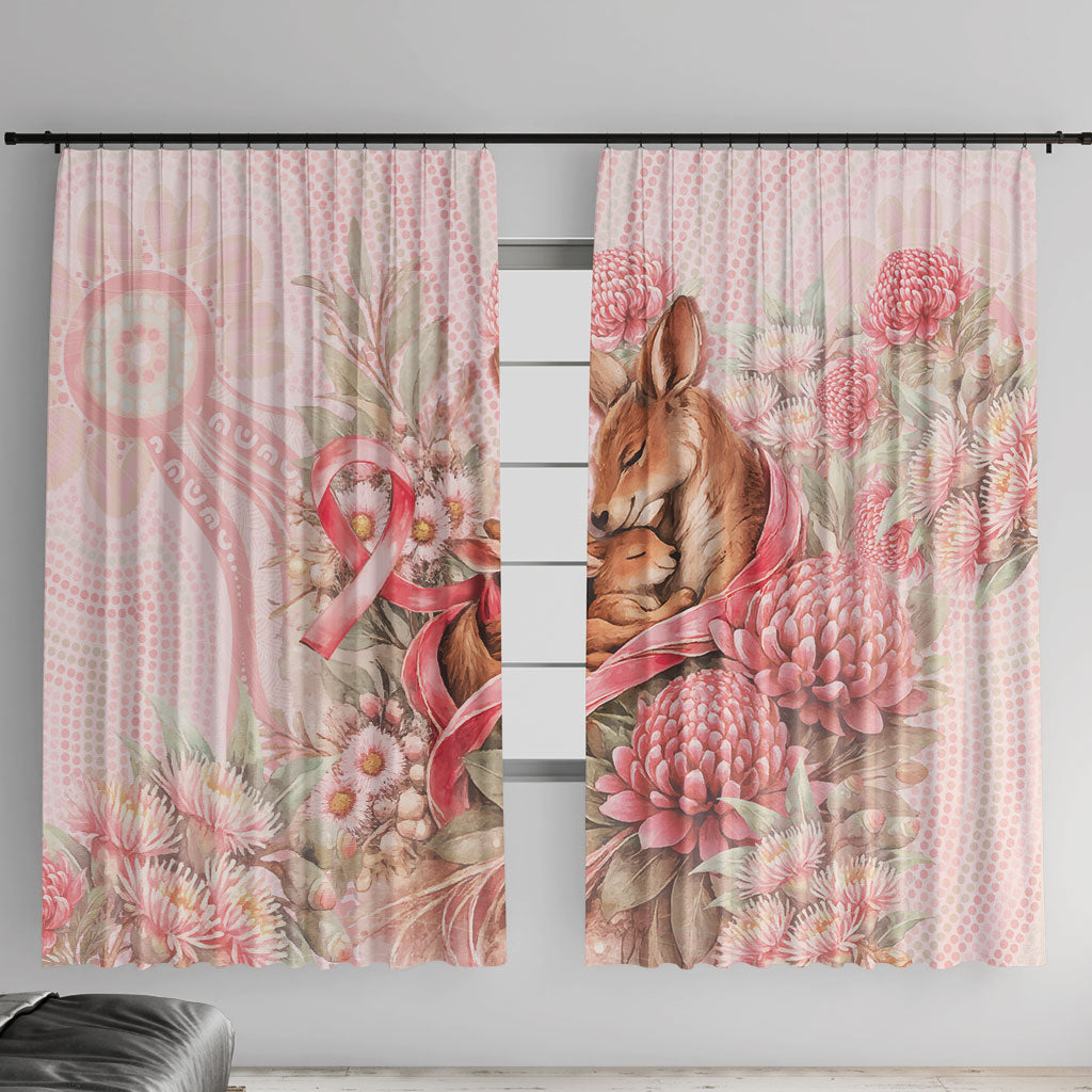Breast Cancer Support Window Curtain Mother Kangaroo And Ribbon Hope