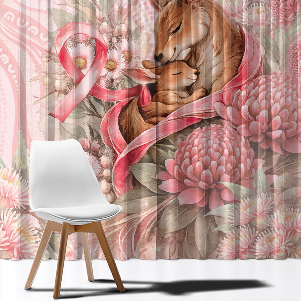 Breast Cancer Support Window Curtain Mother Kangaroo And Ribbon Hope