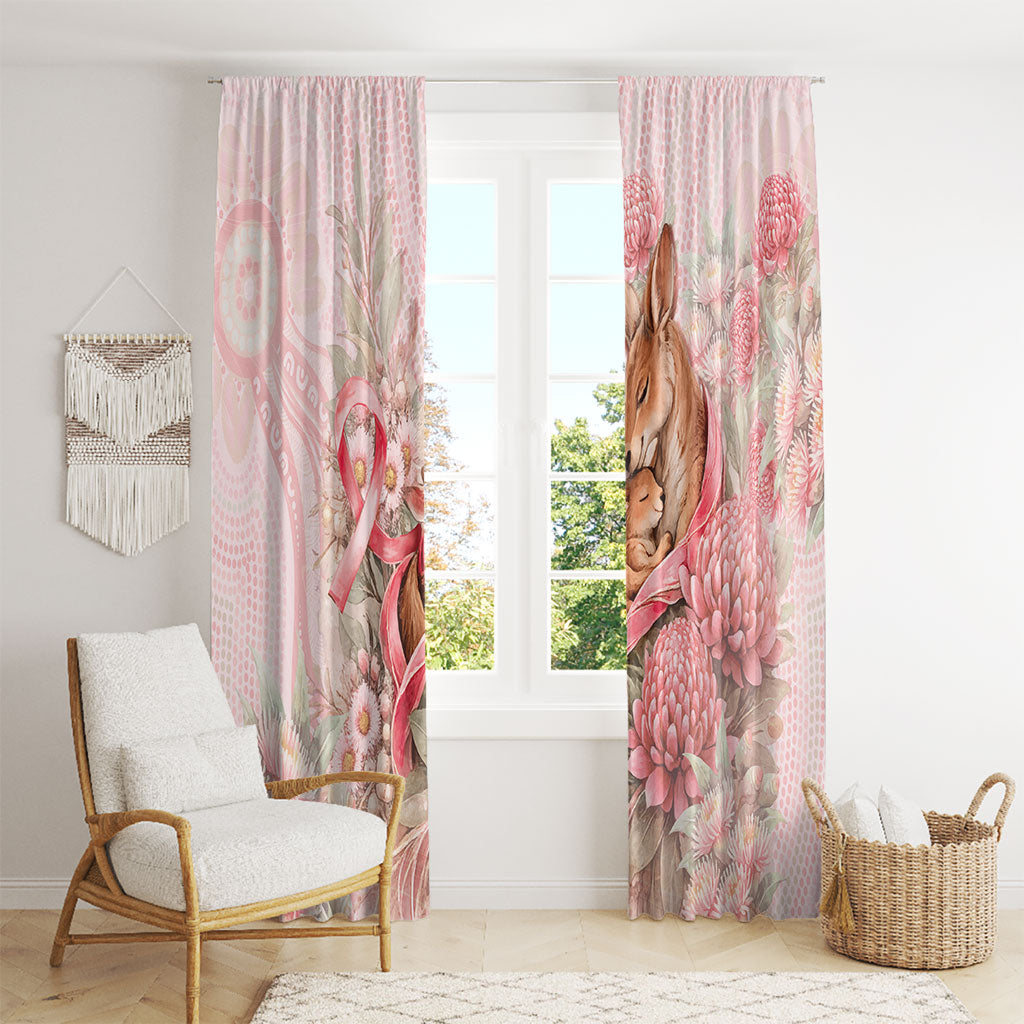 Breast Cancer Support Window Curtain Mother Kangaroo And Ribbon Hope