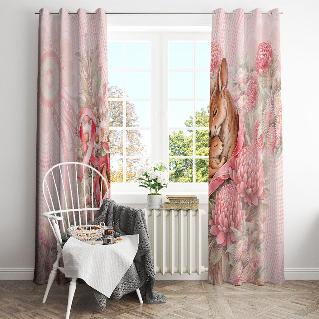 Breast Cancer Support Window Curtain Mother Kangaroo And Ribbon Hope