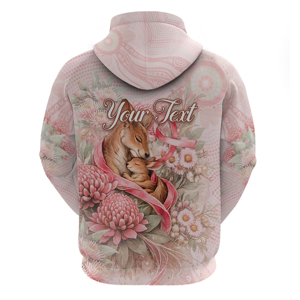 Personalised Breast Cancer Support Zip Hoodie Mother Kangaroo And Ribbon Hope
